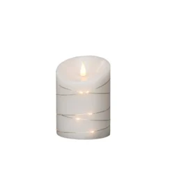 LED-Wachskerze weiß Lichtfarbe Warmweiß 14 cm