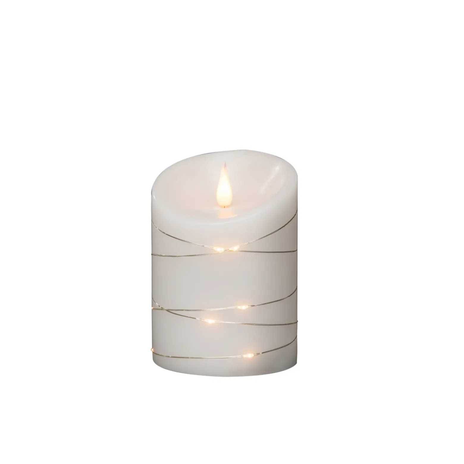 LED-Wachskerze weiß Lichtfarbe Warmweiß 14 cm