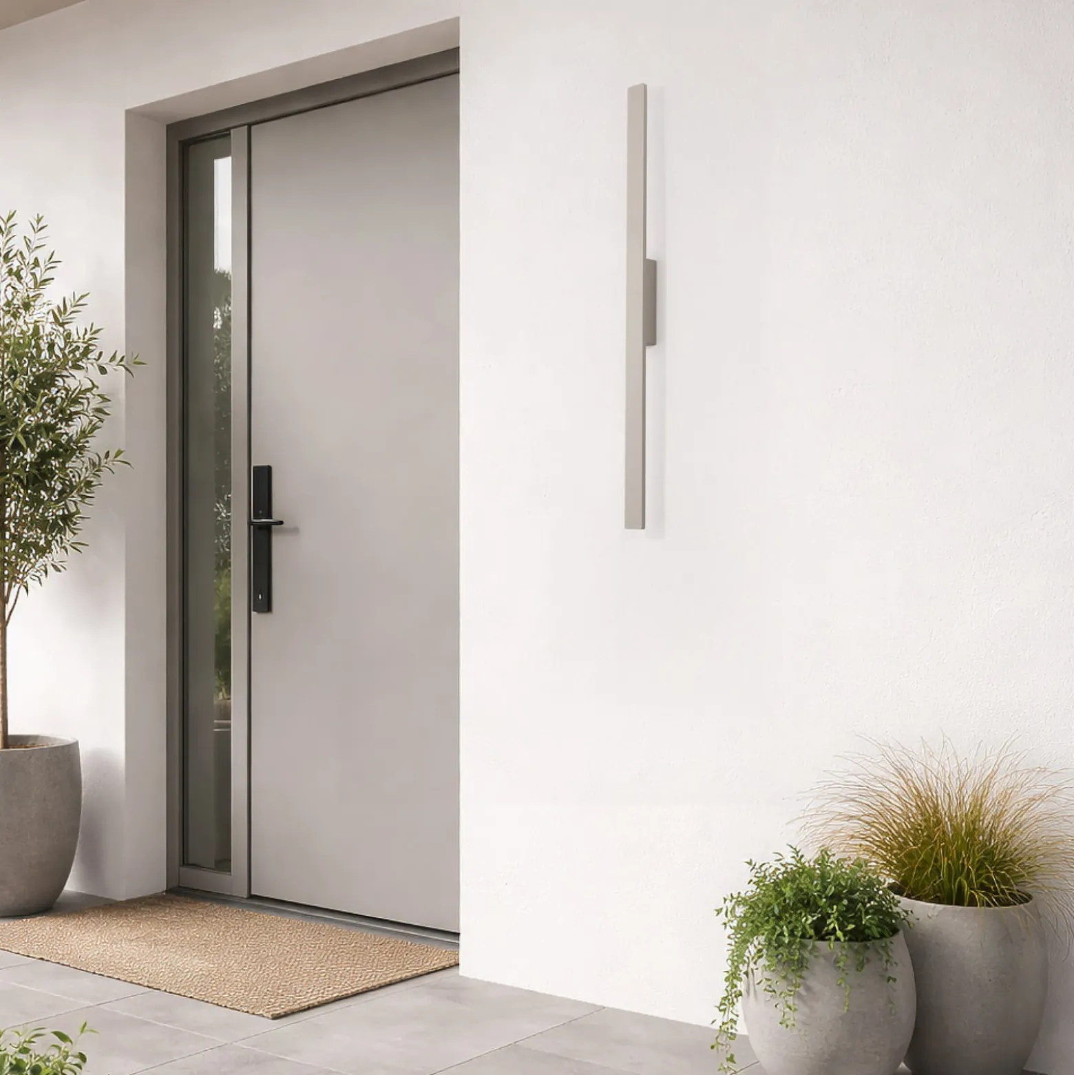 LED-Wandleuchte Demi M, sand, Aluminium, Höhe 100 cm, IP54