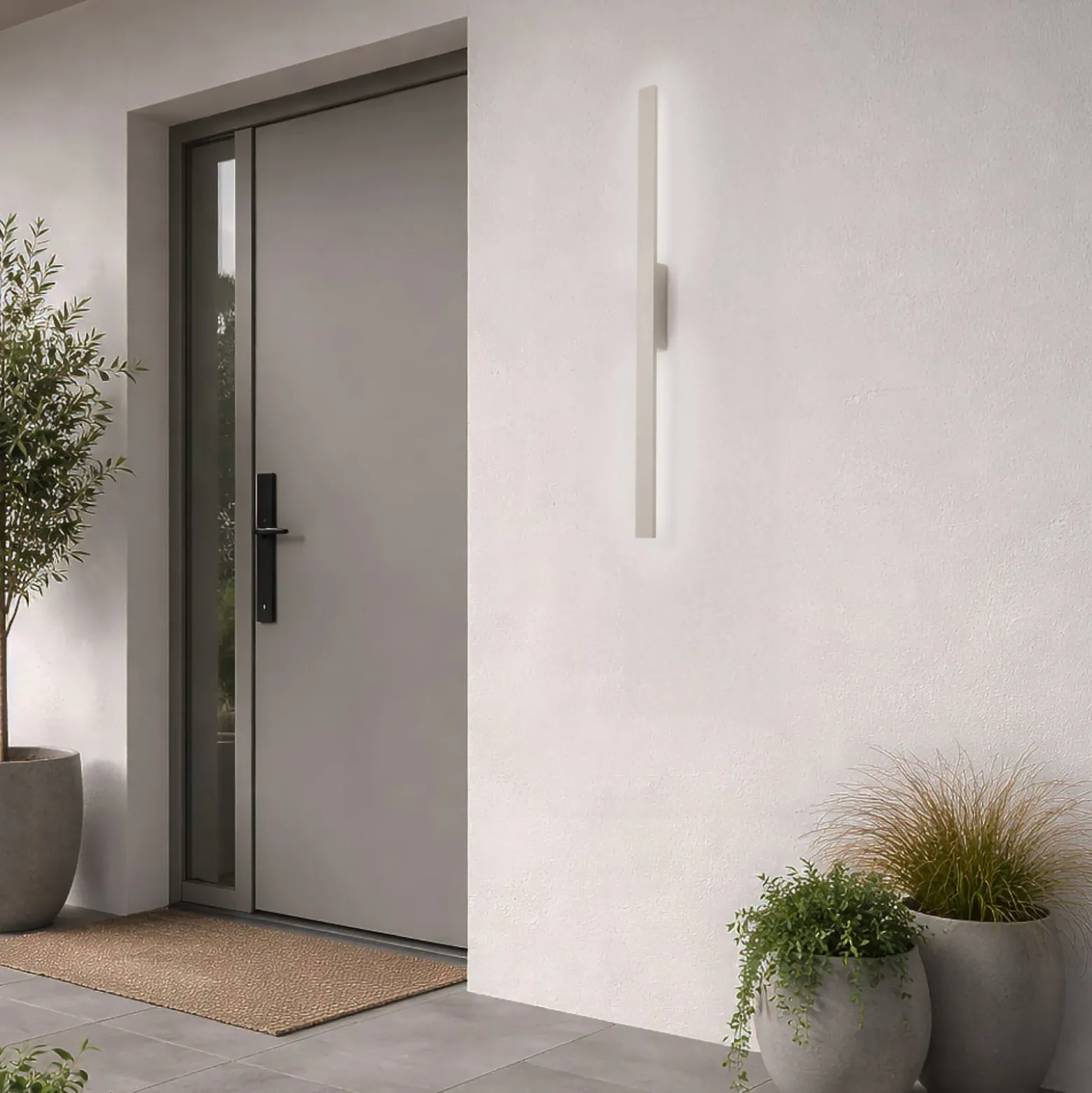 LED-Wandleuchte Demi M, sand, Aluminium, Höhe 100 cm, IP54