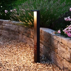 LED-Wegeleuchte Lerna, Höhe 100 cm, CCT, grau, Steckdosen