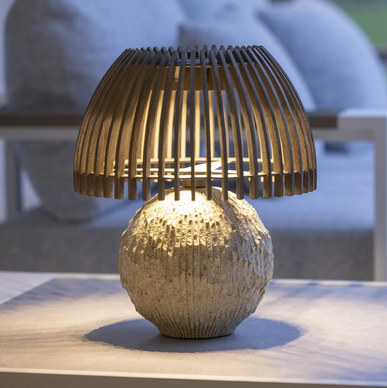 Les Jardins LED-Tischleuchte Alba, grau/beige, Höhe 41 cm