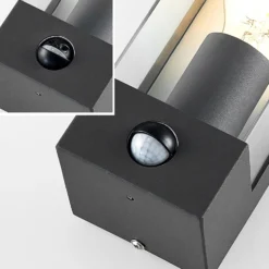 Lindby Außenwandlampe Tilian, Sensor, Höhe 25 cm, anthrazit