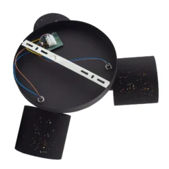 Lindby Deckenleuchte Vasilia, 3-flammig, schwarz/gold, Stoff