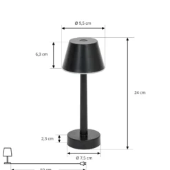 Lindby LED-Akkuleuchte Gaja, schwarz, USB, IP44, RGBW, dim.