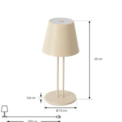 Lindby LED-Akkutischleuchte Janea TWIN, beige, Metall
