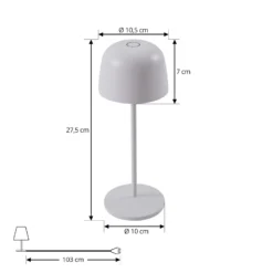 Lindby LED-Akku-Tischleuchte Arietty, weiß, dimmbar, IP65