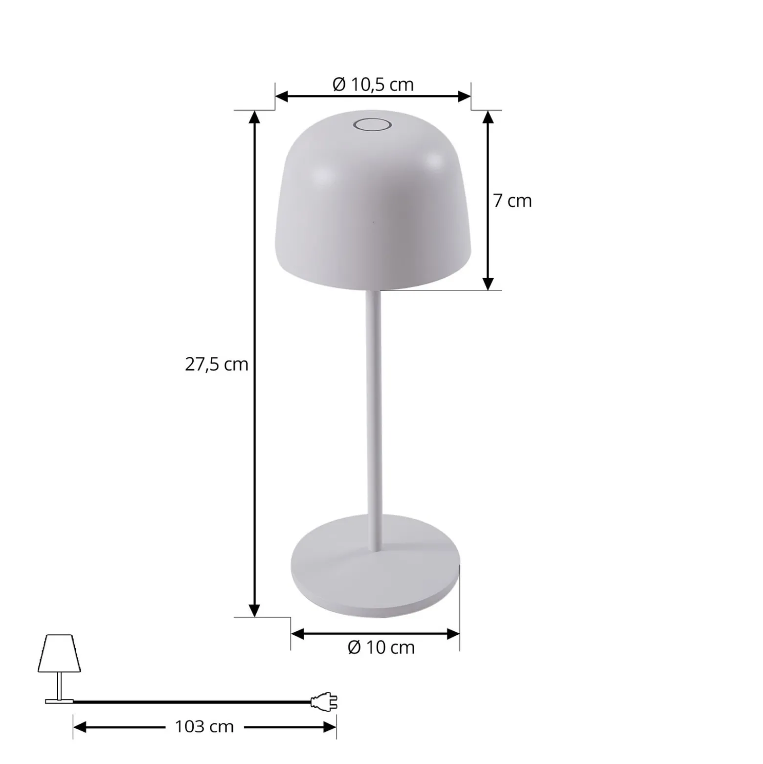 Lindby LED-Akku-Tischleuchte Arietty, weiß, dimmbar, IP65