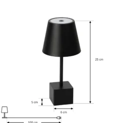 Lindby LED-Akkutischleuchte Janea CUBE, schwarz, Metall