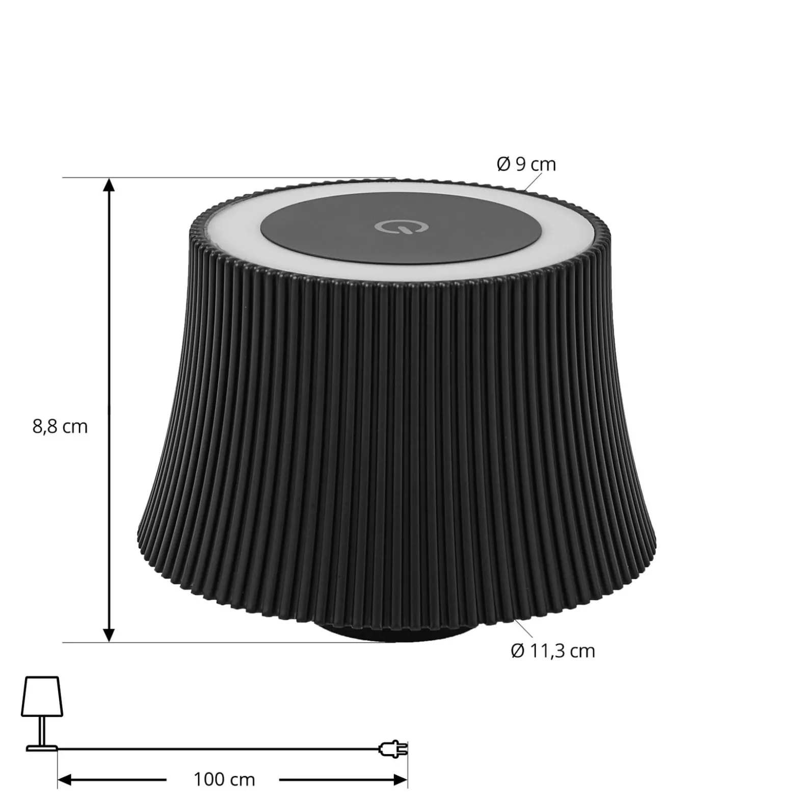 Lindby LED-Akkutischleuchte Linor, schwarz, USB, Touchdimmer