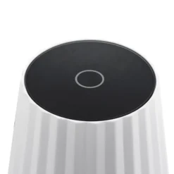 Lindby LED-Akku-Tischleuchte Esali, weiß, Rillen, 29cm