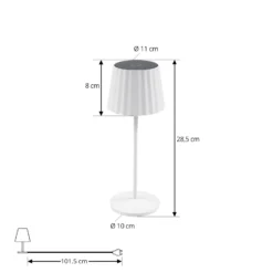 Lindby LED-Akku-Tischleuchte Esali, weiß, Rillen, 29cm