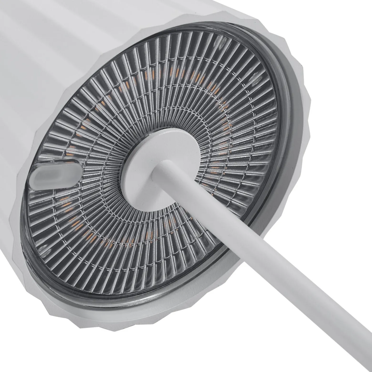 Lindby LED-Akku-Tischleuchte Esali, weiß, Rillen, 29cm