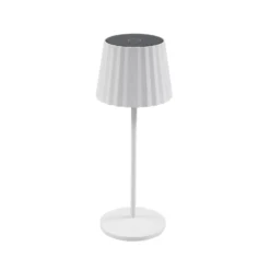 Lindby LED-Akku-Tischleuchte Esali, weiß, Rillen, 29cm
