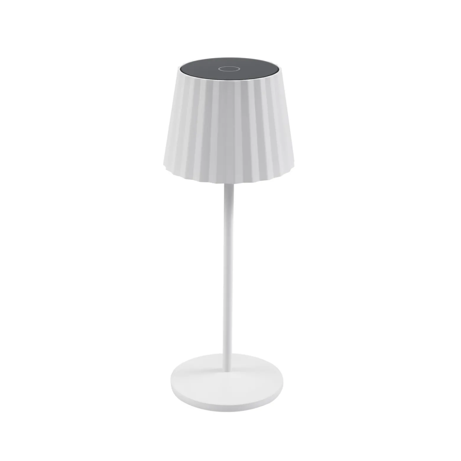 Lindby LED-Akku-Tischleuchte Esali, weiß, Rillen, 29cm
