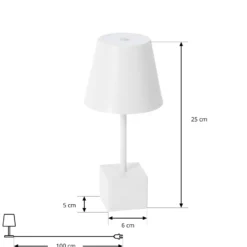 Lindby LED-Akkutischleuchte Janea CUBE, weiß, Metall
