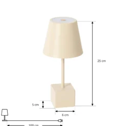 Lindby LED-Akkutischleuchte Janea CUBE, beige, Metall