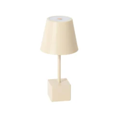 Lindby LED-Akkutischleuchte Janea CUBE, beige, Metall