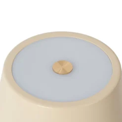Lindby LED-Akkutischleuchte Janea CUBE, beige, Metall