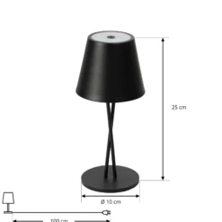 Lindby LED-Akkutischleuchte Janea CROSS, schwarz, Metall