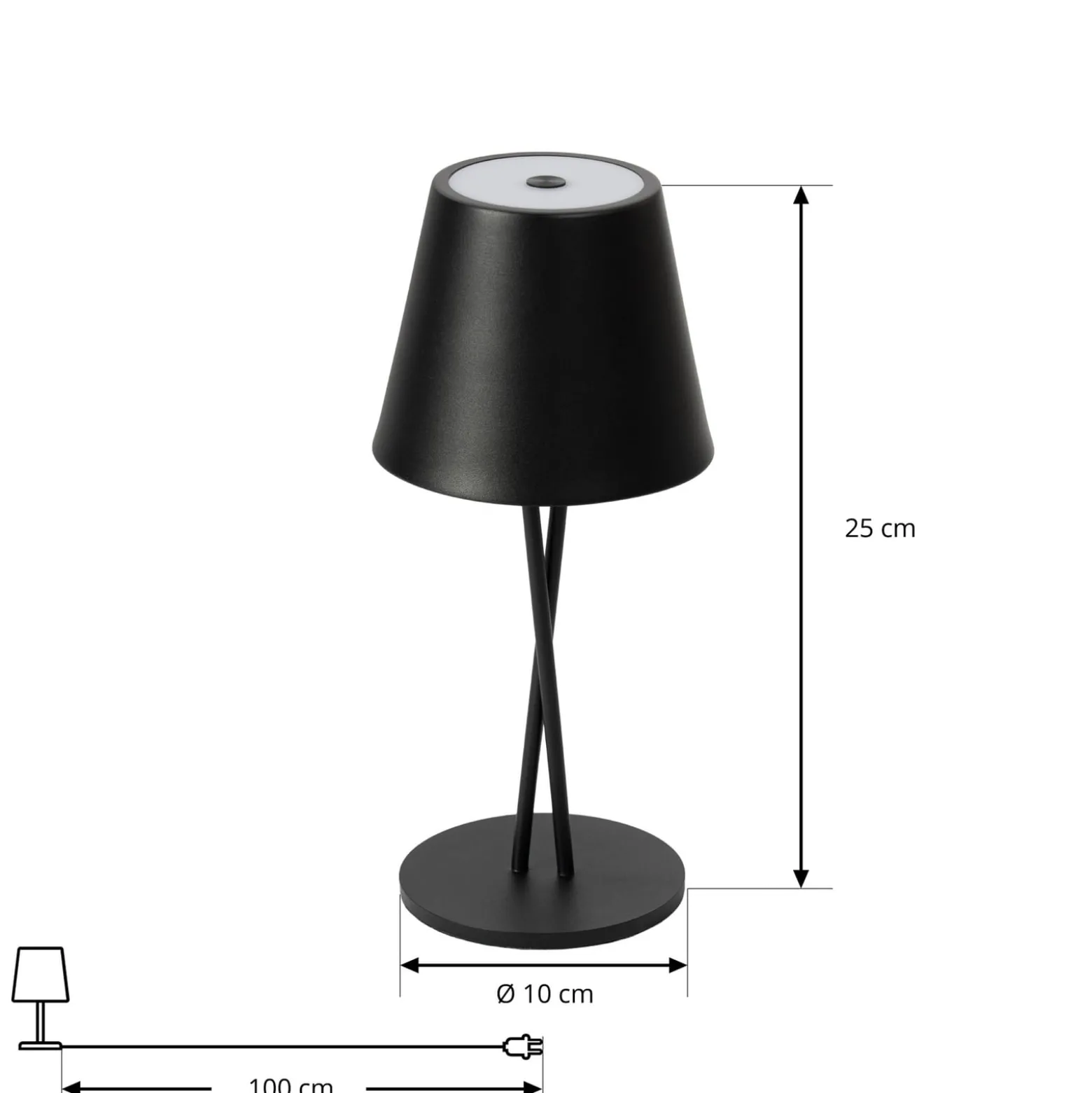 Lindby LED-Akkutischleuchte Janea CROSS, schwarz, Metall