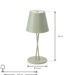 Lindby LED-Akkutischleuchte Janea CROSS, grün, Metall