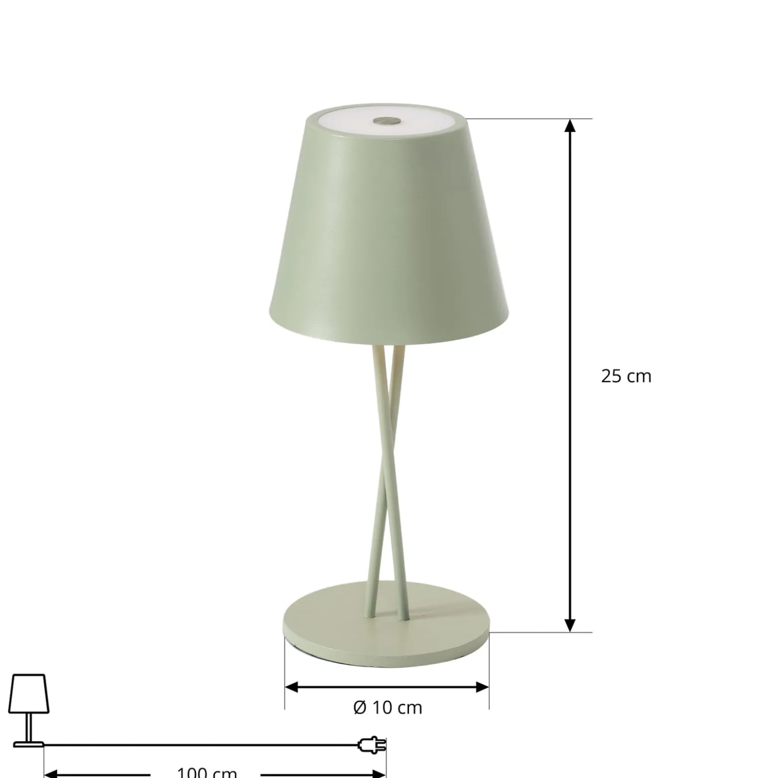 Lindby LED-Akkutischleuchte Janea CROSS, grün, Metall