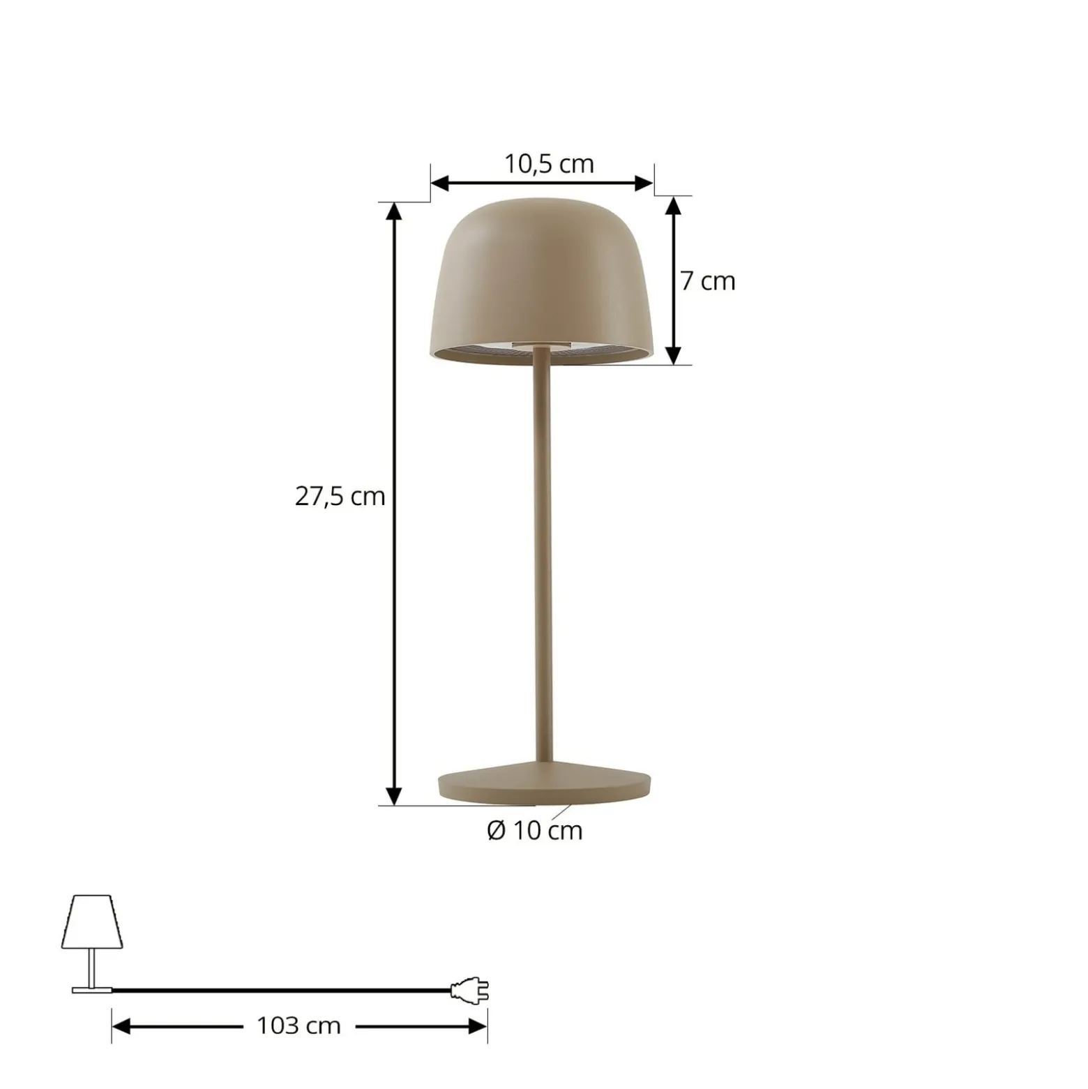 Lindby LED-Akku-Tischleuchte Arietty, beige, dimmbar, IP65