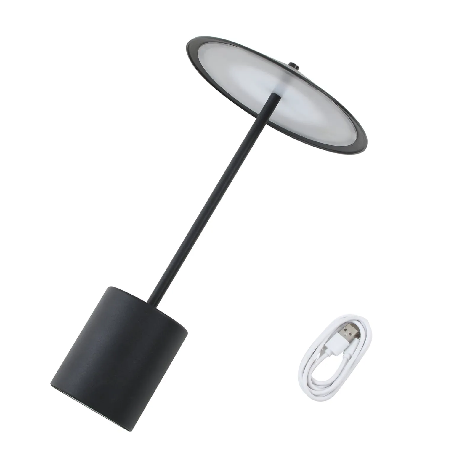 Lindby LED-Akkutischleuchte Ayva, schwarz, Aluminium, IP44