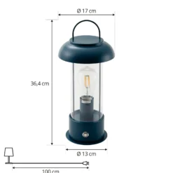 Lindby LED-Akkutischleuchte Yvette, blau, IP44, Touchdimmer
