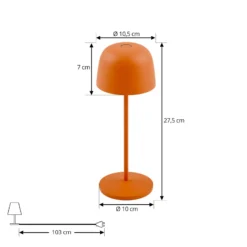 Lindby LED-Akku-Tischleuchte Arietty, orange, dimmbar, IP65