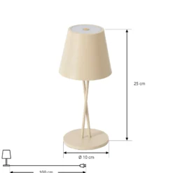 Lindby LED-Akkutischleuchte Janea, CROSS, beige, Metall