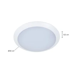 Lindby LED-Außendeckenlampe Naira, weiß, Sensor, 30 cm, IP65
