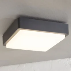 Lindby LED-Außendeckenlampe Nermin, 22 cm, IP65, eckig