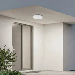 Lindby LED-Außendeckenleuchte Kirkola, 4000 K, Ø 26 cm, weiß