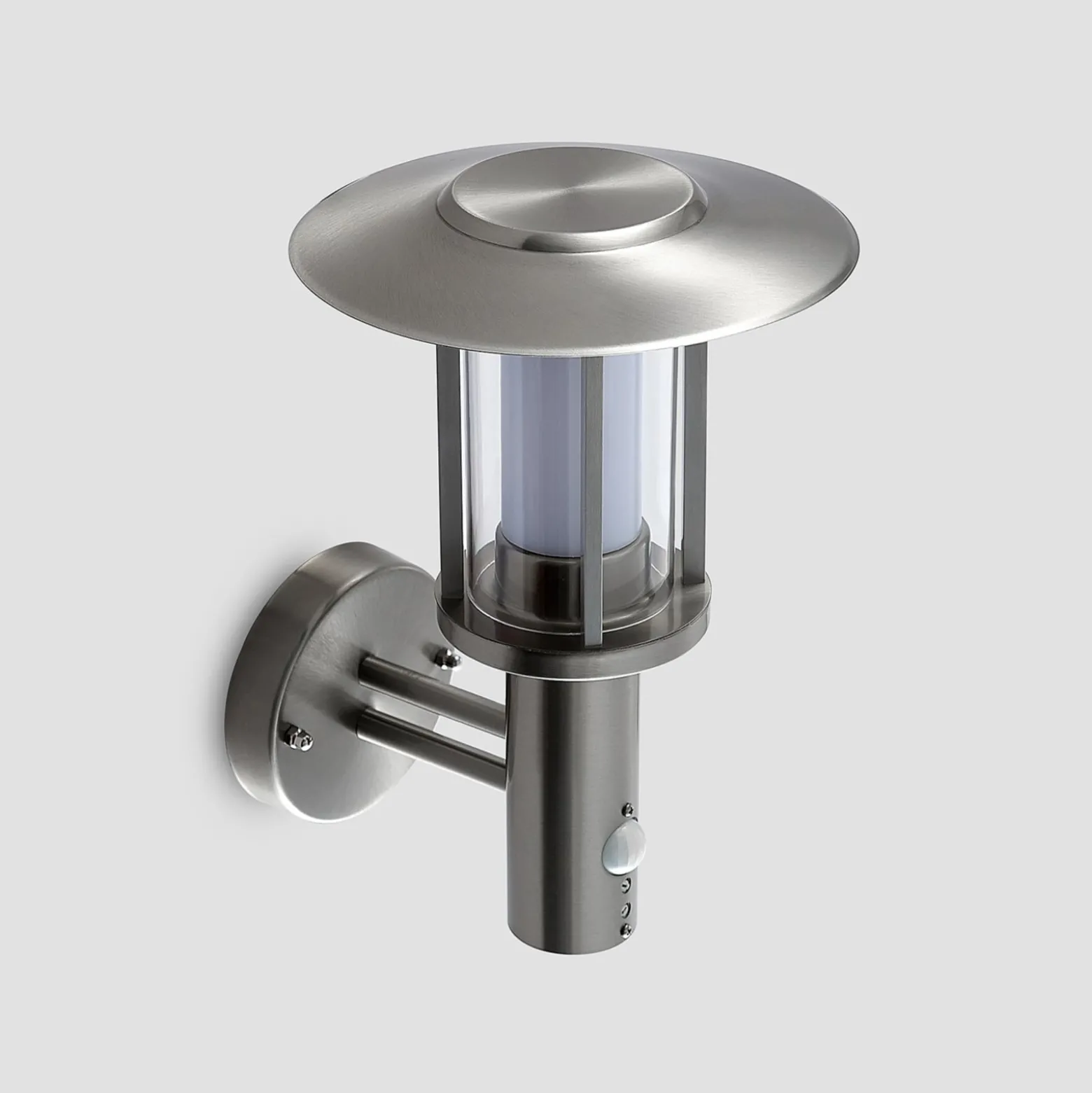 Lindby LED-Außenwandlampe Gregory, Sensor, edelstahl, IP44