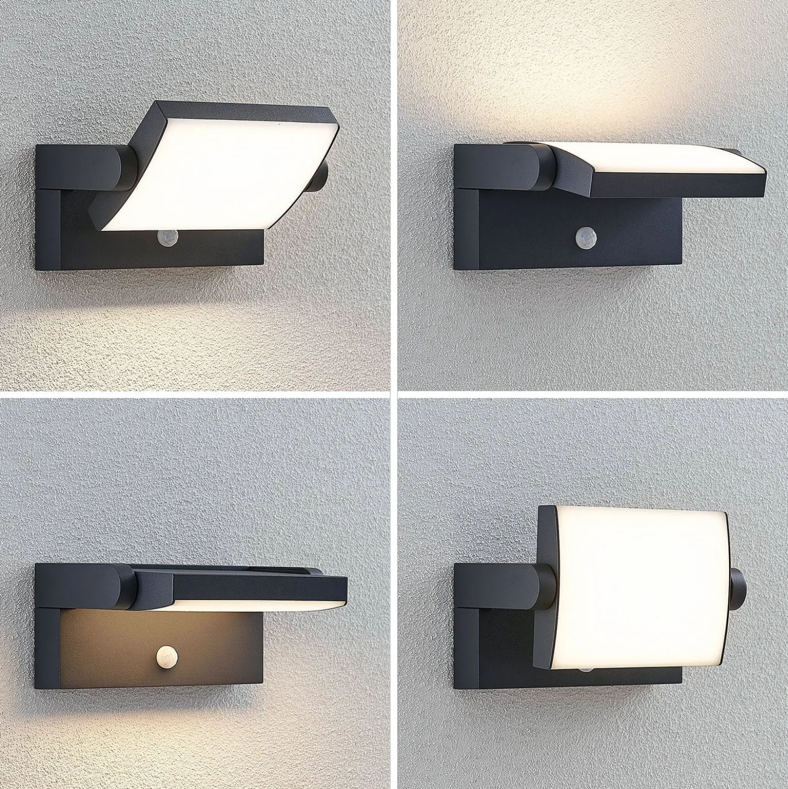Lindby LED-Außenwandlampe Sherin, anthrazit, Sensor, IP54