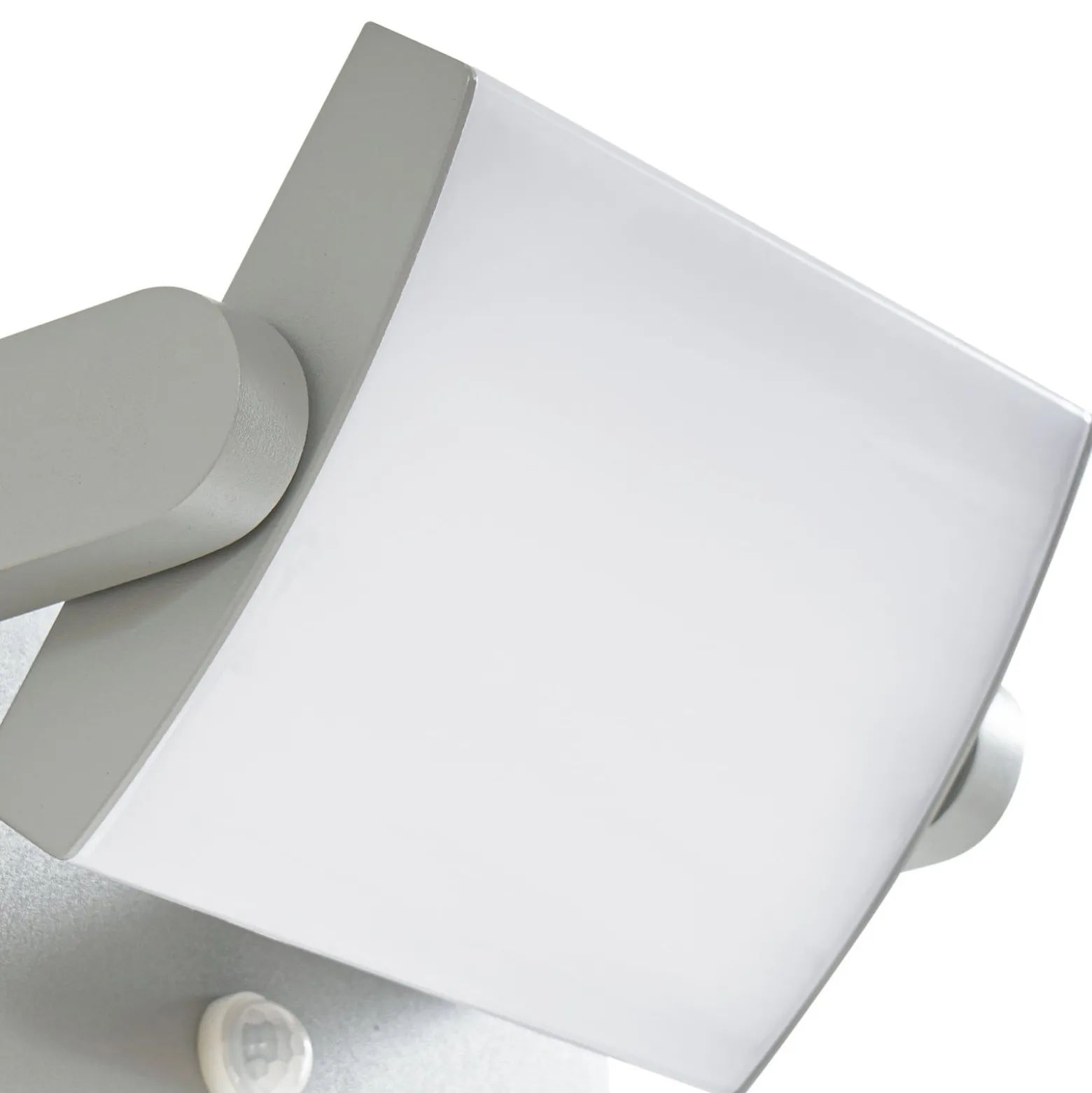 Lindby LED-Außenwandlampe Sherin, hellgrau schwenkbar Sensor