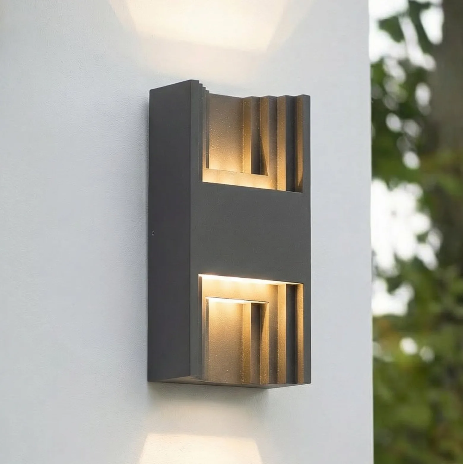 Lindby LED-Außenwandleuchte Aurali, 2-flg., schwarz, IP65