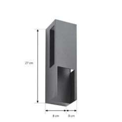 Lindby LED-Außenwandleuchte Enyra, schwarz, 27 cm, IP65