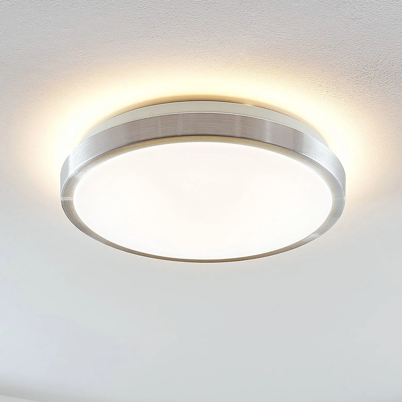 Lindby LED-Deckenlampe Emelie, Ø 35 cm, alufarben, Metall