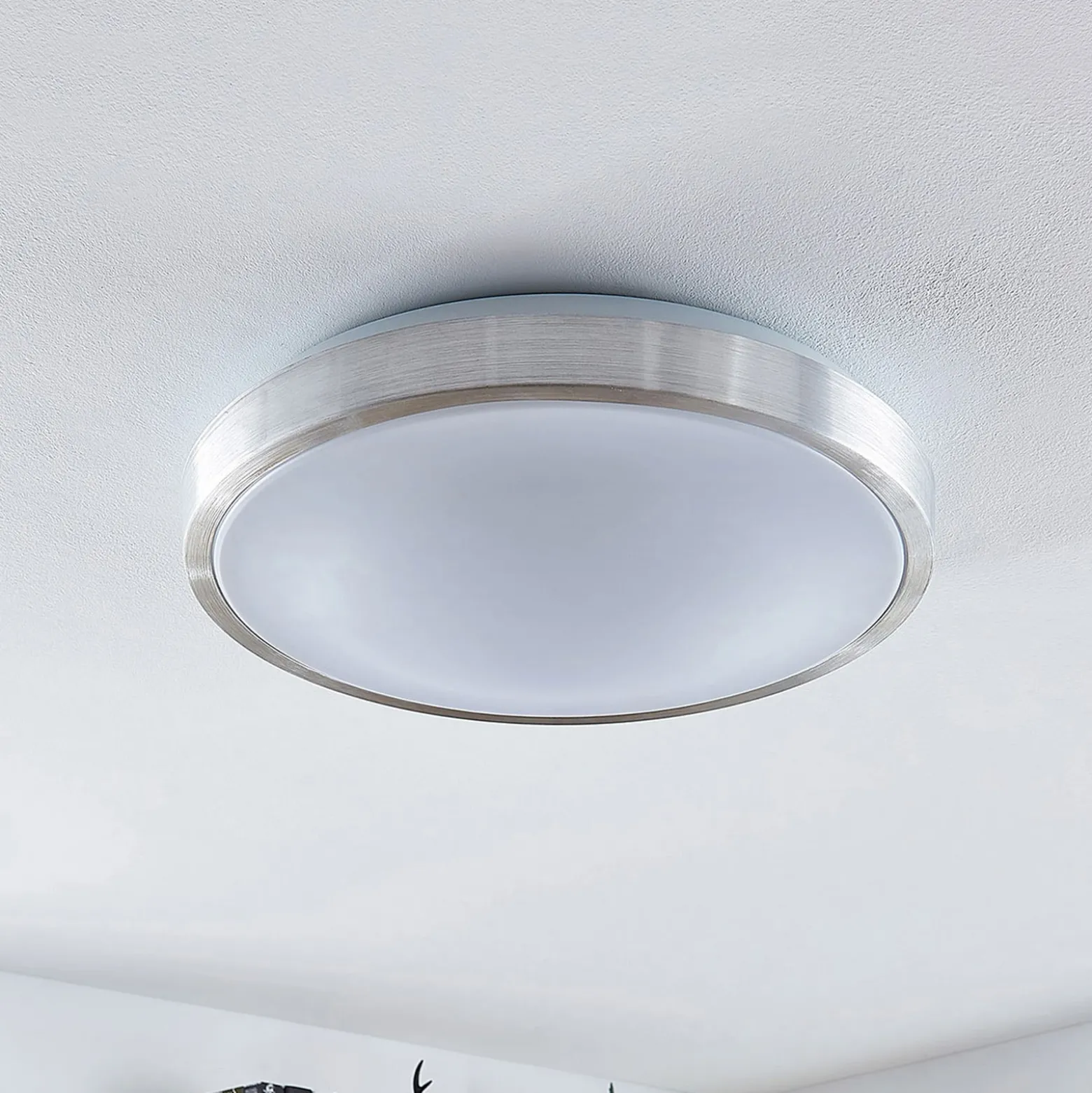Lindby LED-Deckenlampe Emelie, Ø 42 cm, alufarben, Metall