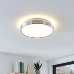 Lindby LED-Deckenlampe Emelie, Ø 30 cm, alufarben, Metall