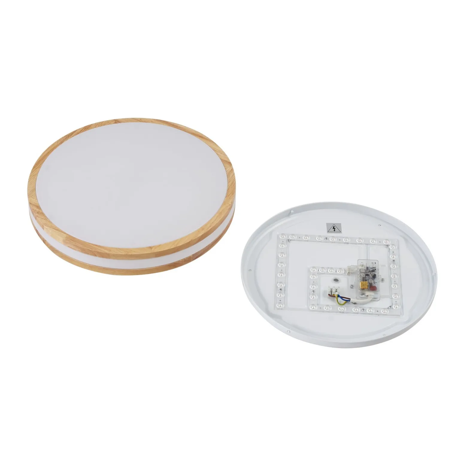 Lindby LED-Deckenlampe Emiva, Ø 40 cm, Holz hell, CCT