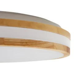 Lindby LED-Deckenlampe Emiva, Ø 40 cm, Holz hell, CCT