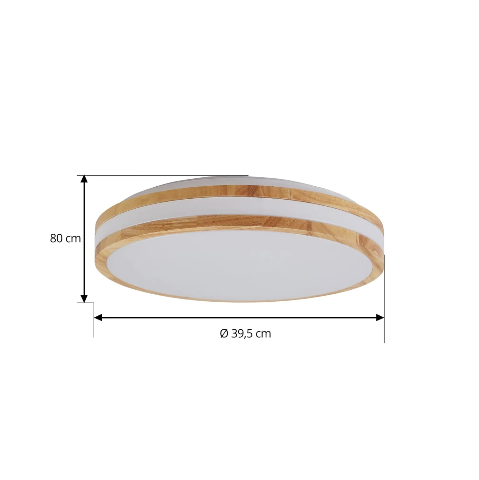 Lindby LED-Deckenlampe Emiva, Ø 40 cm, Holz hell, CCT