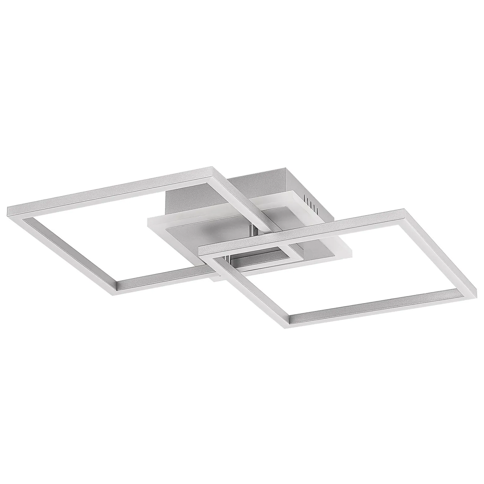 Lindby LED-Deckenlampe Fjardo, eckig, silber, CCT, Remote