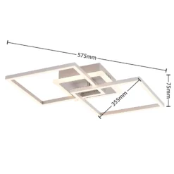 Lindby LED-Deckenlampe Fjardo, eckig, silber, CCT, Remote