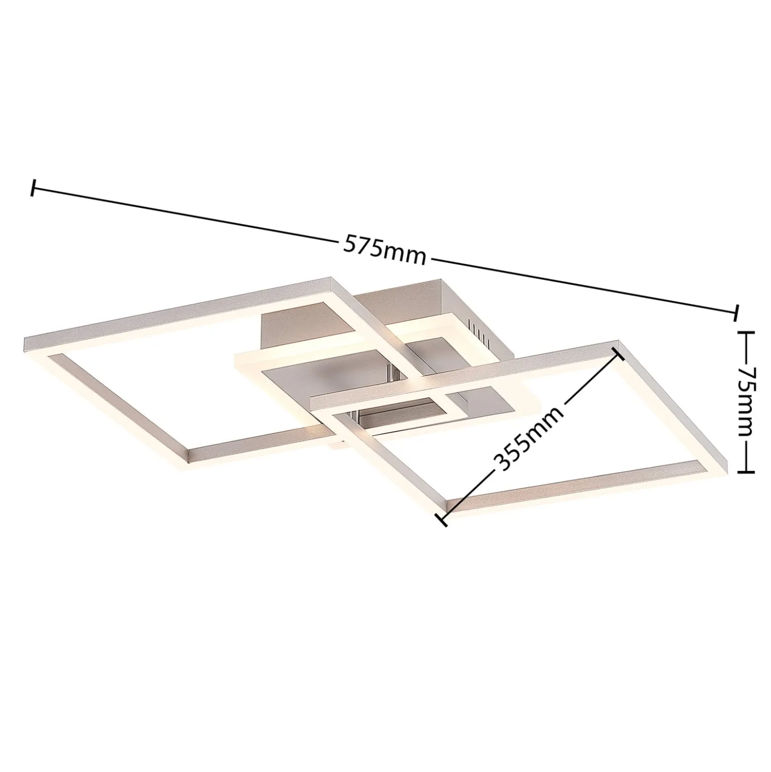 Lindby LED-Deckenlampe Fjardo, eckig, silber, CCT, Remote