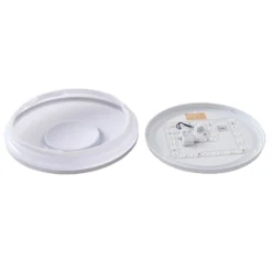 Lindby LED-Deckenlampe Furgo, silber/weiß, Kunststoff, IP44